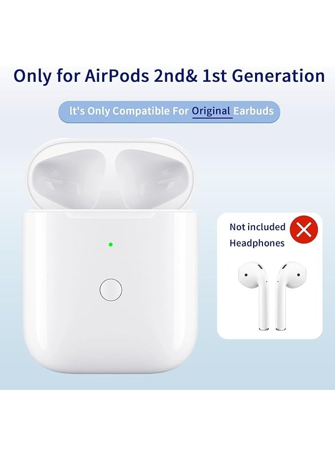 علبة شحن لاسلكية لسماعات AirPods - علبة شحن بديلة متوافقة مع AirPods 1 و2 مع زر مزامنة وإقران بلوتوث، علبة شحن AirPods من الجيل الأول والثاني، بدون سماعات AirPods - Image 2